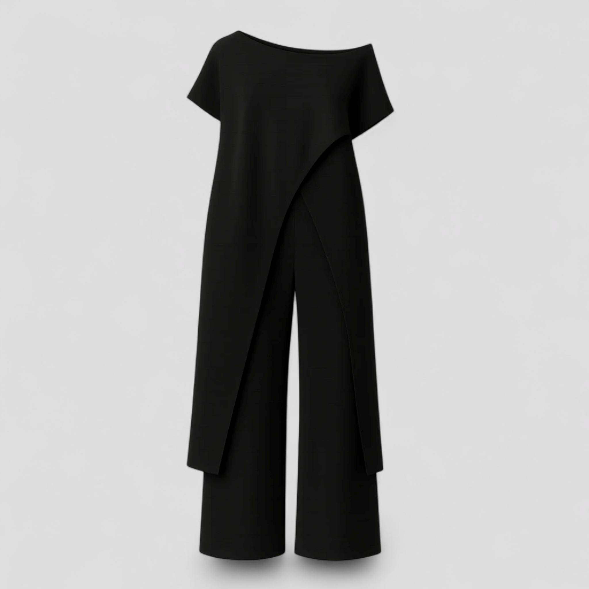 Ensemble Élégant pour Femme avec Top Crop et Pantalon Taille Haute - Tenue d'Été Décontractée