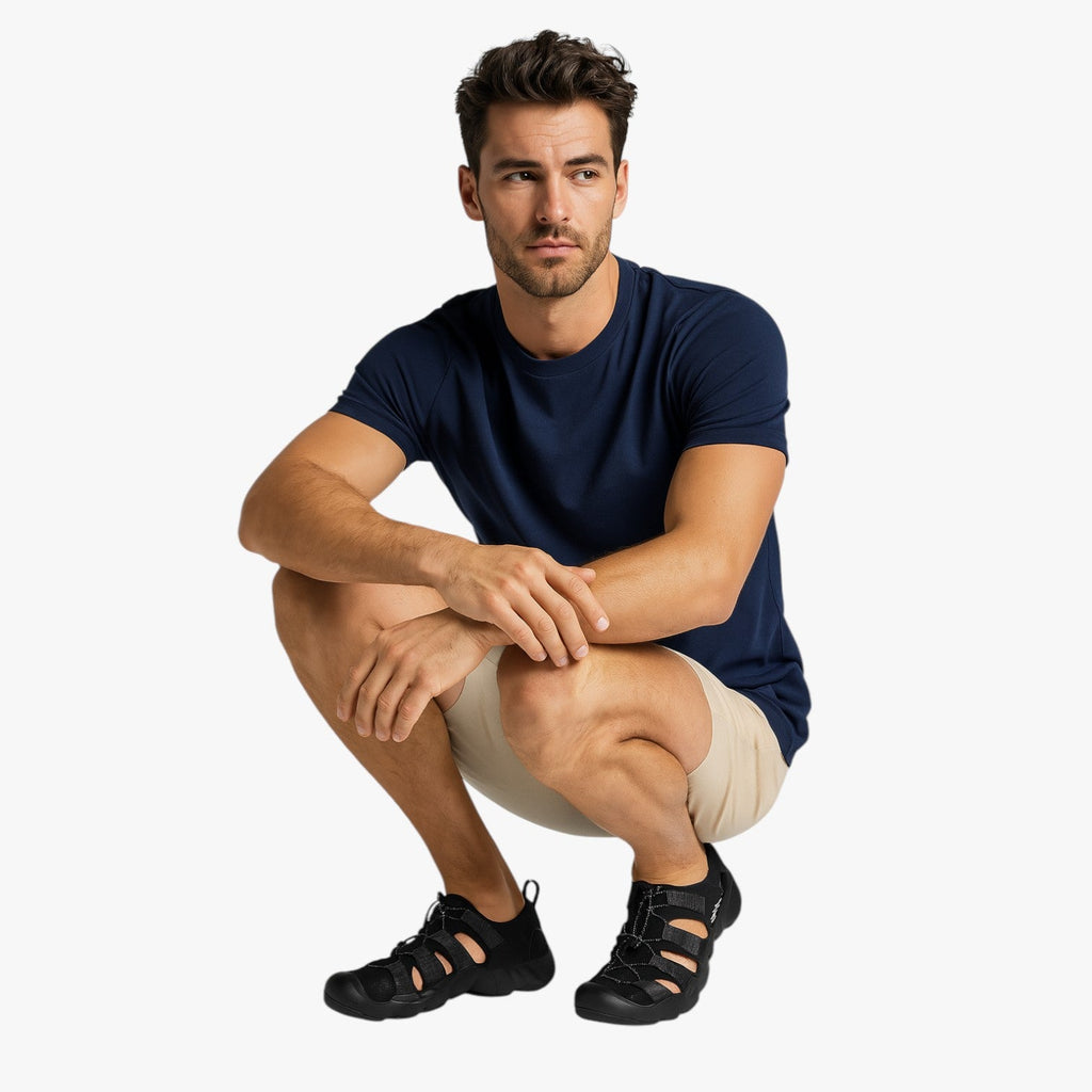 Sandales d'été homme en cuir de vachette, confortables et résistantes