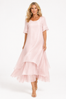 women's dress : Robe femme élégante intemporelle, confort léger et fluide dans Rose (Presque épuisé) de Marche Lino