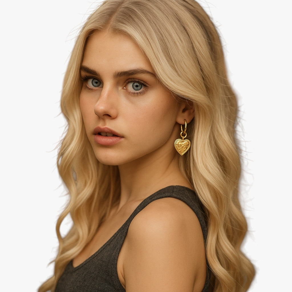 Martha | Eleganti orecchini a forma di cuore retrò - €25 : Boucles d'oreilles en forme de cœur rétro Femme dans de Marche Lino