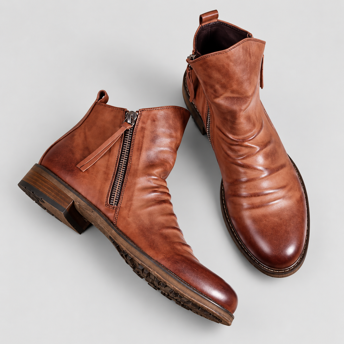 Bottes homme microfibre à lacets, bout pointu, grand confort