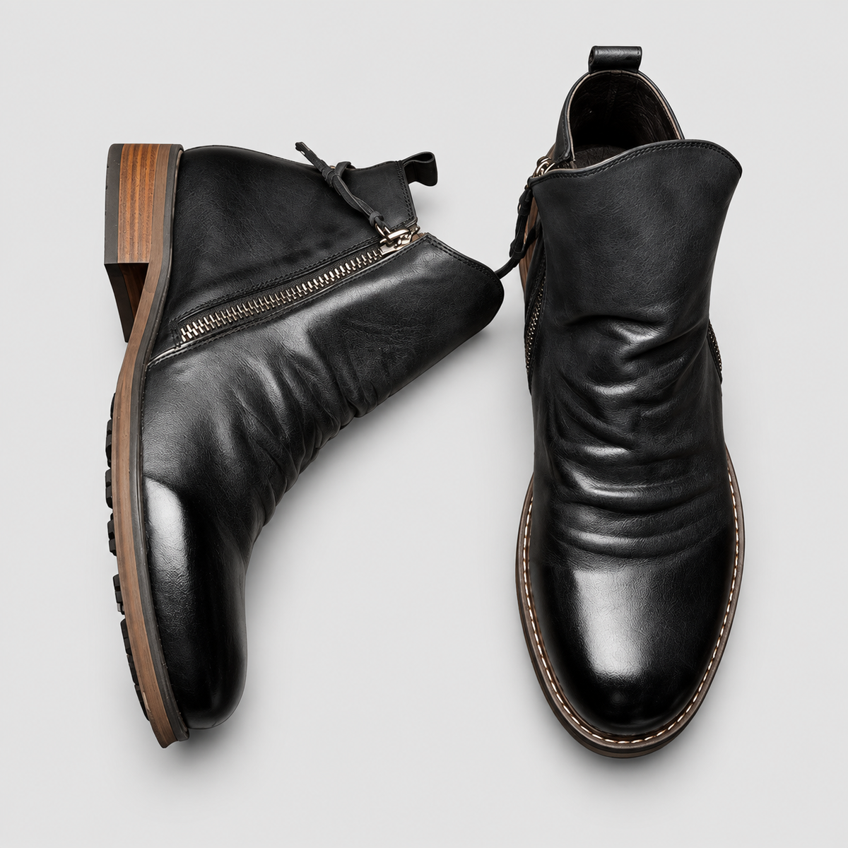 Bottes homme microfibre à lacets, bout pointu, grand confort