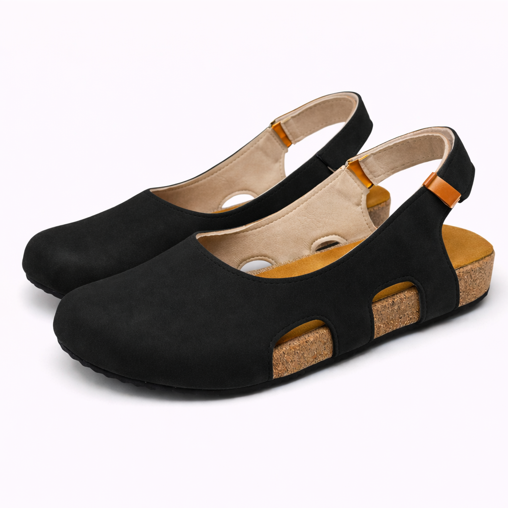 Slingback Femme Noires en Cuir Véritable, Talon 5cm, Bout Rond: Élégance & Confort