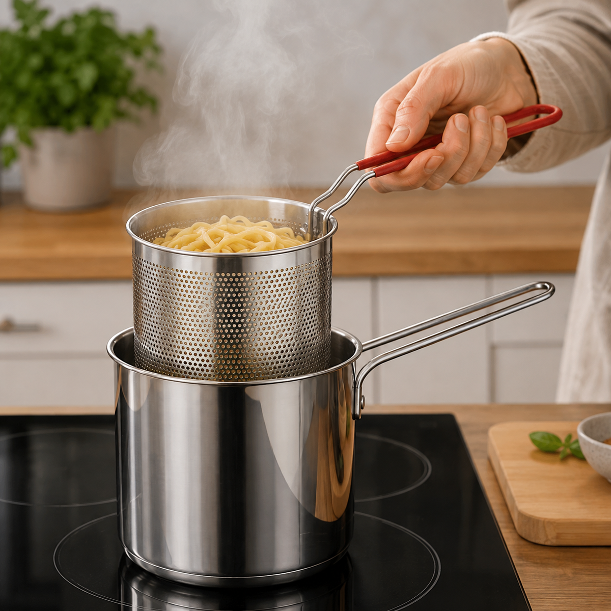 Mini-friteuse compacte 1200ML inox avec panier filtrant