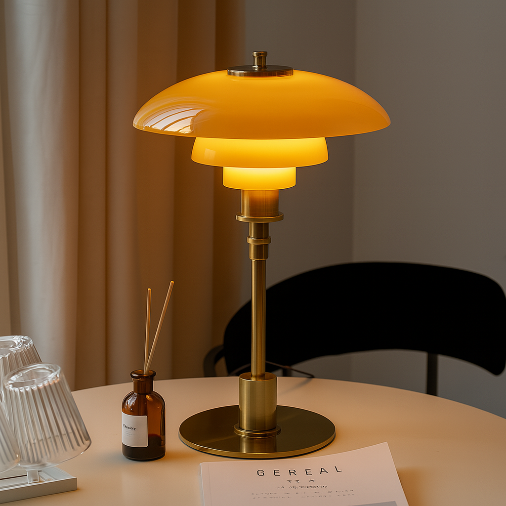 Lampe de table design danois moderne - Abat-jour superposé, LED