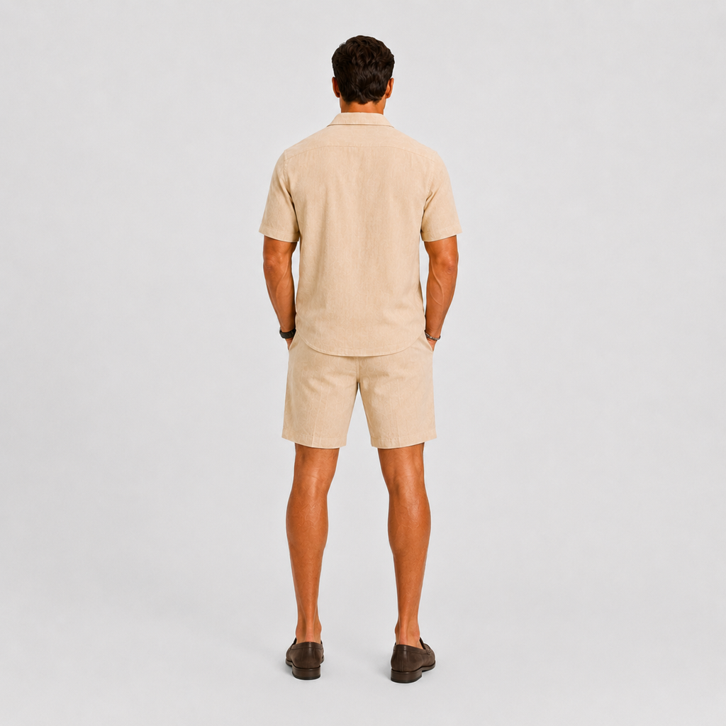 Sets : Ensemble en Lin pour Homme Élégance Estivale Décontractée dans de Marche Lino