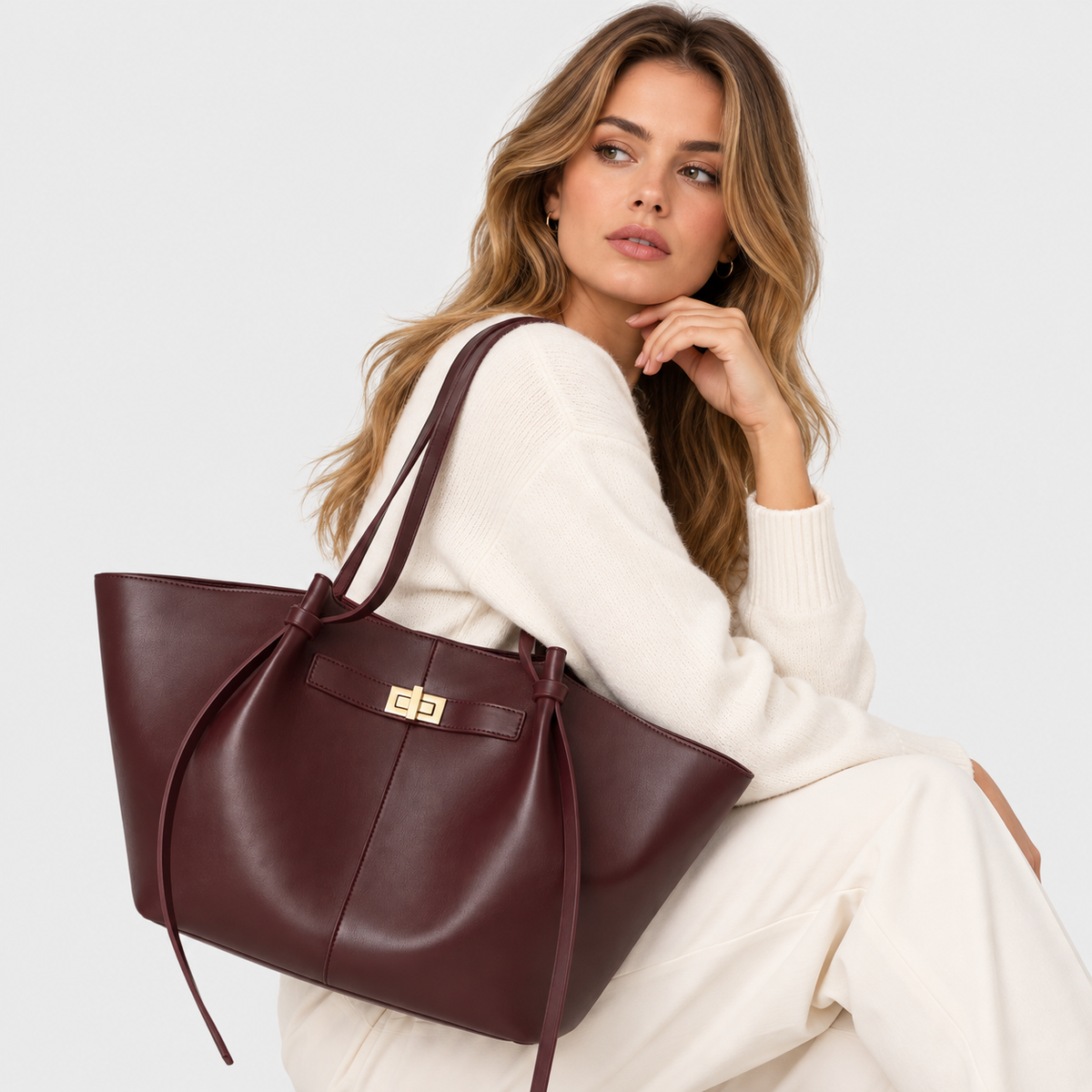 Tote Bag : Sac Cabas de Luxe – Sac à Main en Cuir Végan pour le Travail & le Quotidien dans de Marche Lino