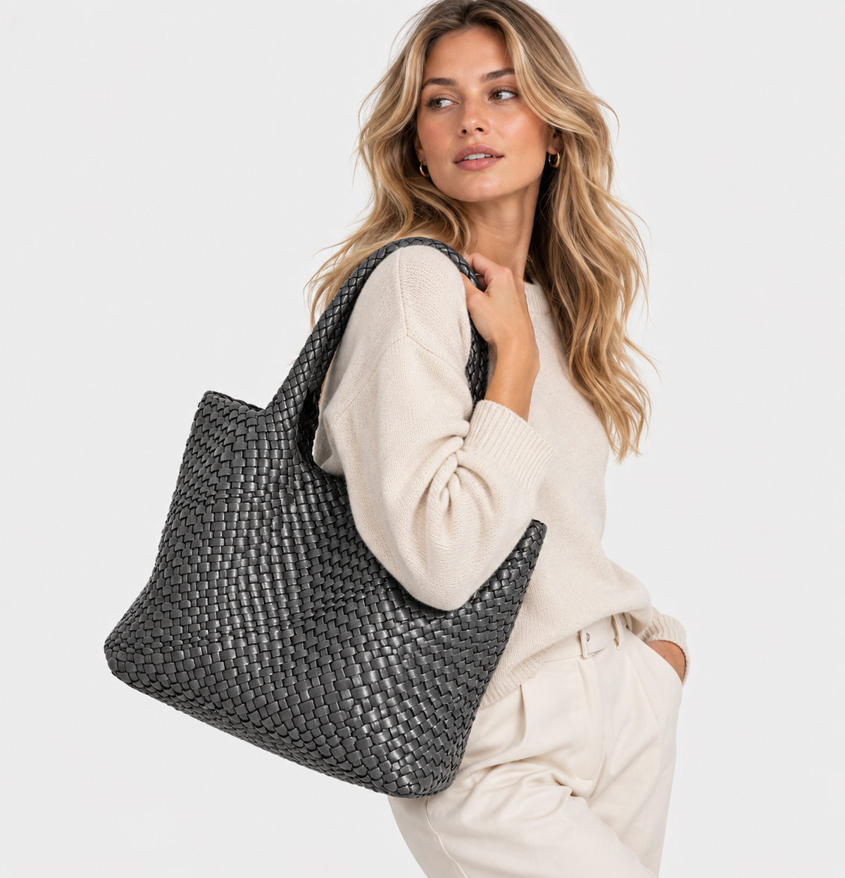 Tote Bag : Sac Cabas Tissé – Sac à Main de Luxe au Design Spacieux dans de Marche Lino