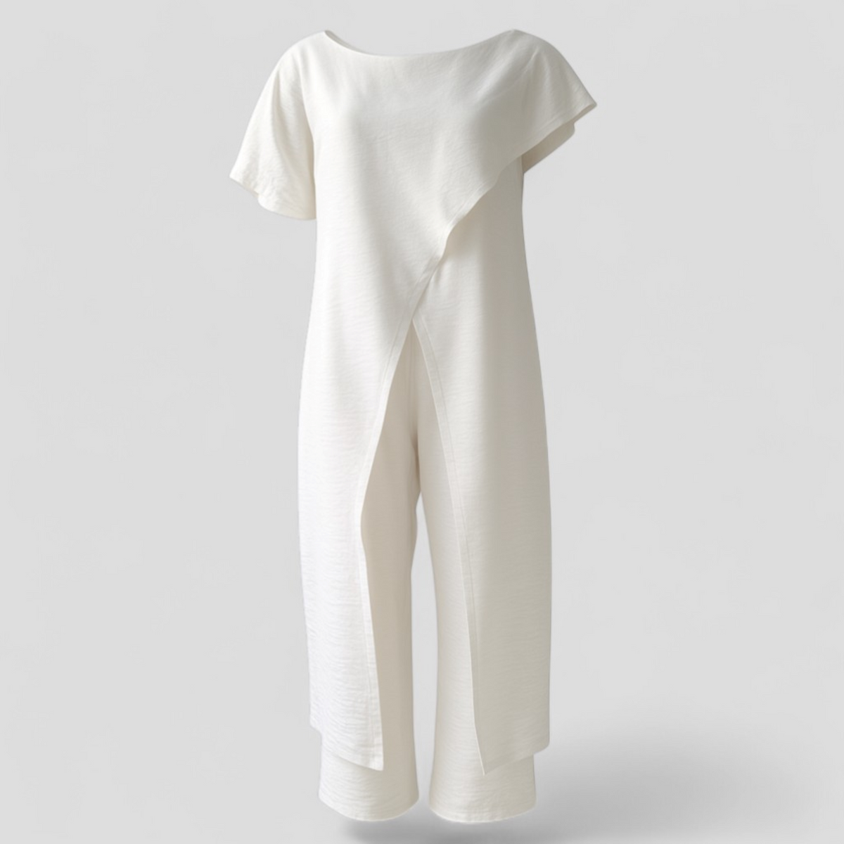 Ensemble Élégant pour Femme avec Top Crop et Pantalon Taille Haute - Tenue d'Été Décontractée