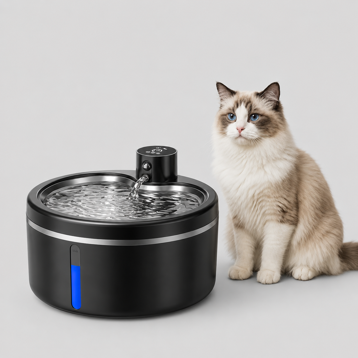 Fontaine à boire automatique pour Chats et Petits Chiens - Gamelle en acier inoxydable avec Filtre et Capteur de mouvement