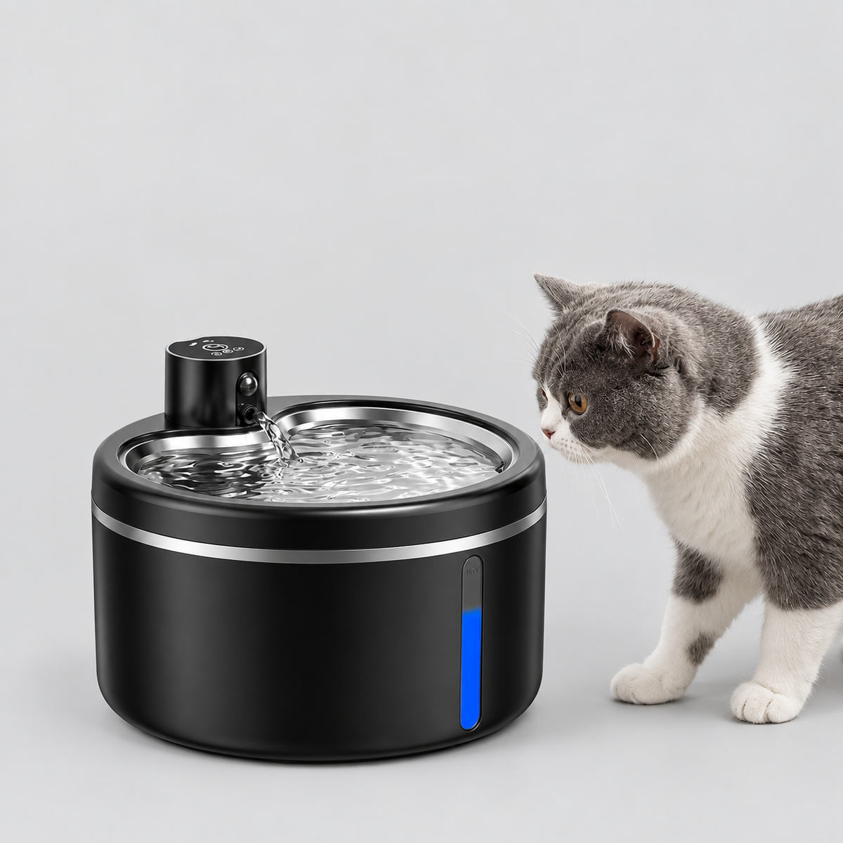 Fontaine à boire automatique pour Chats et Petits Chiens - Gamelle en acier inoxydable avec Filtre et Capteur de mouvement
