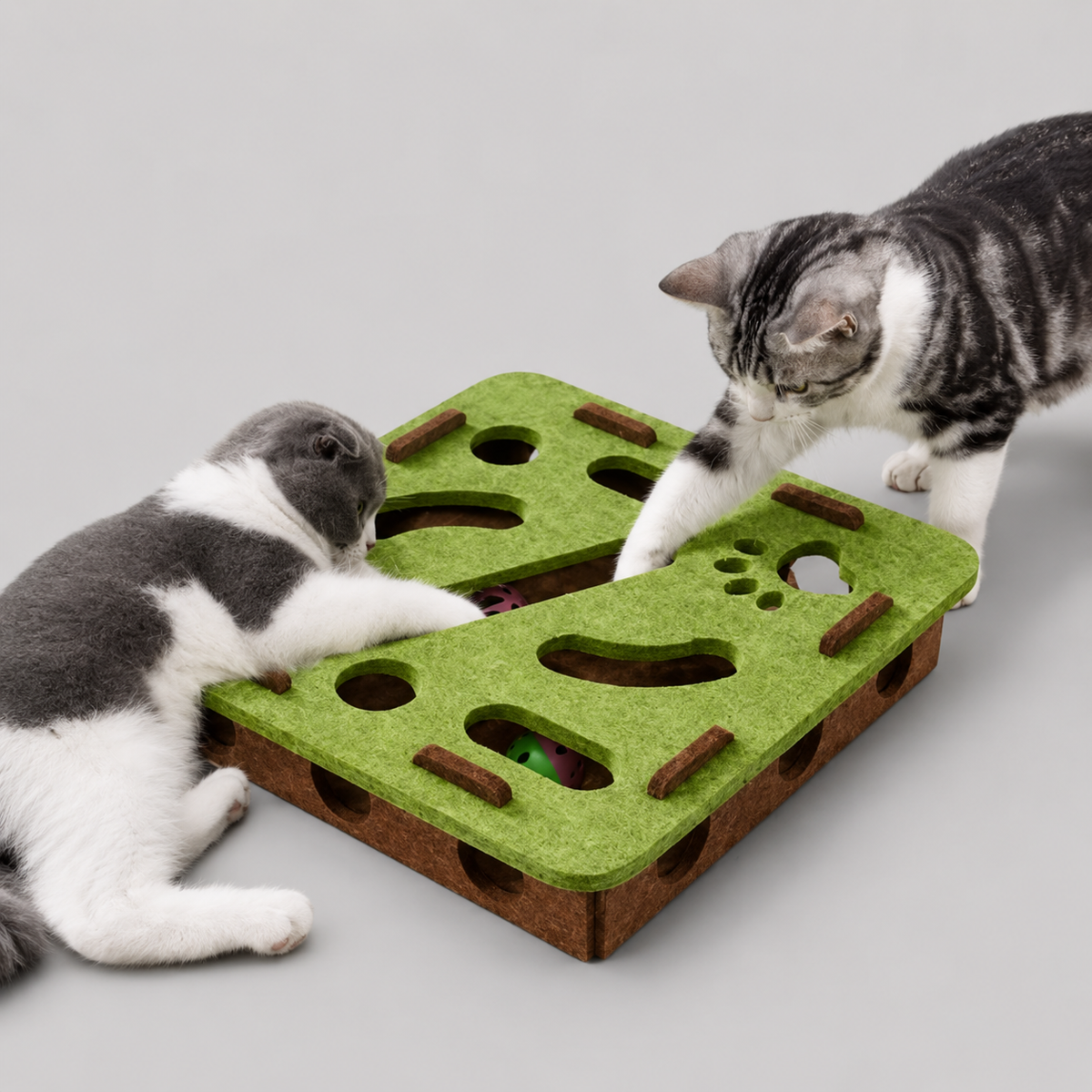 Jouet interactif pour chat - Feutre, balles, design modulable