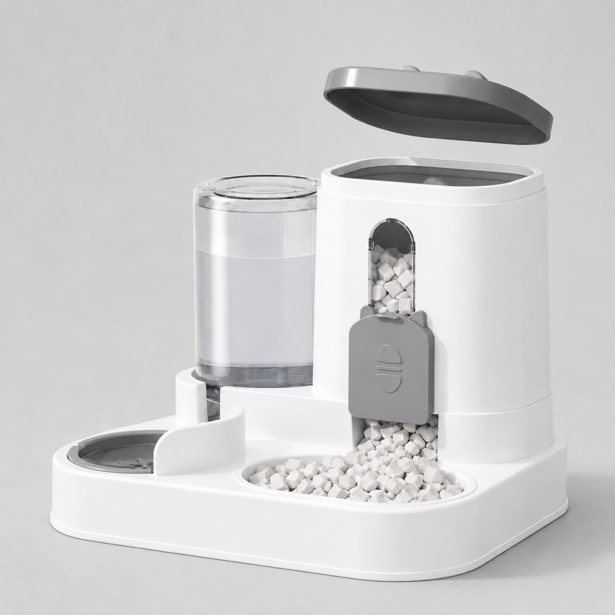 Distributeur automatique de nourriture pour chat avec réservoir d'eau - Gamelle 2-en-1 (nourriture et boisson), 1,6 L