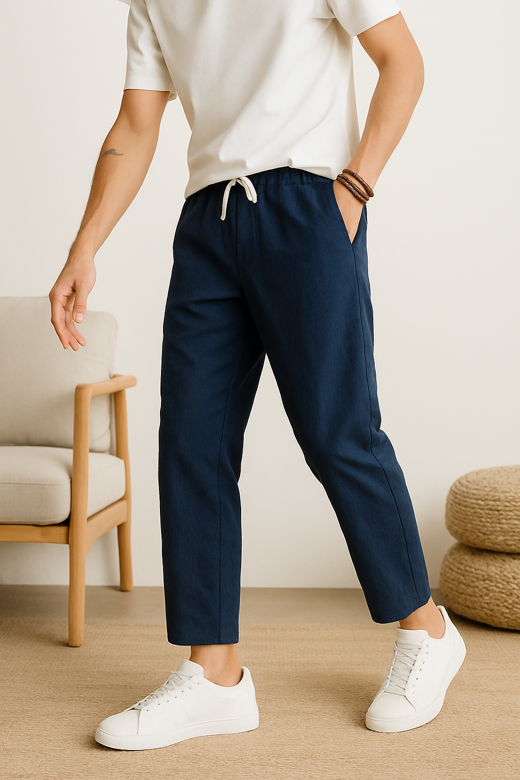 Afslappet pasform, slim fit hør til mænd