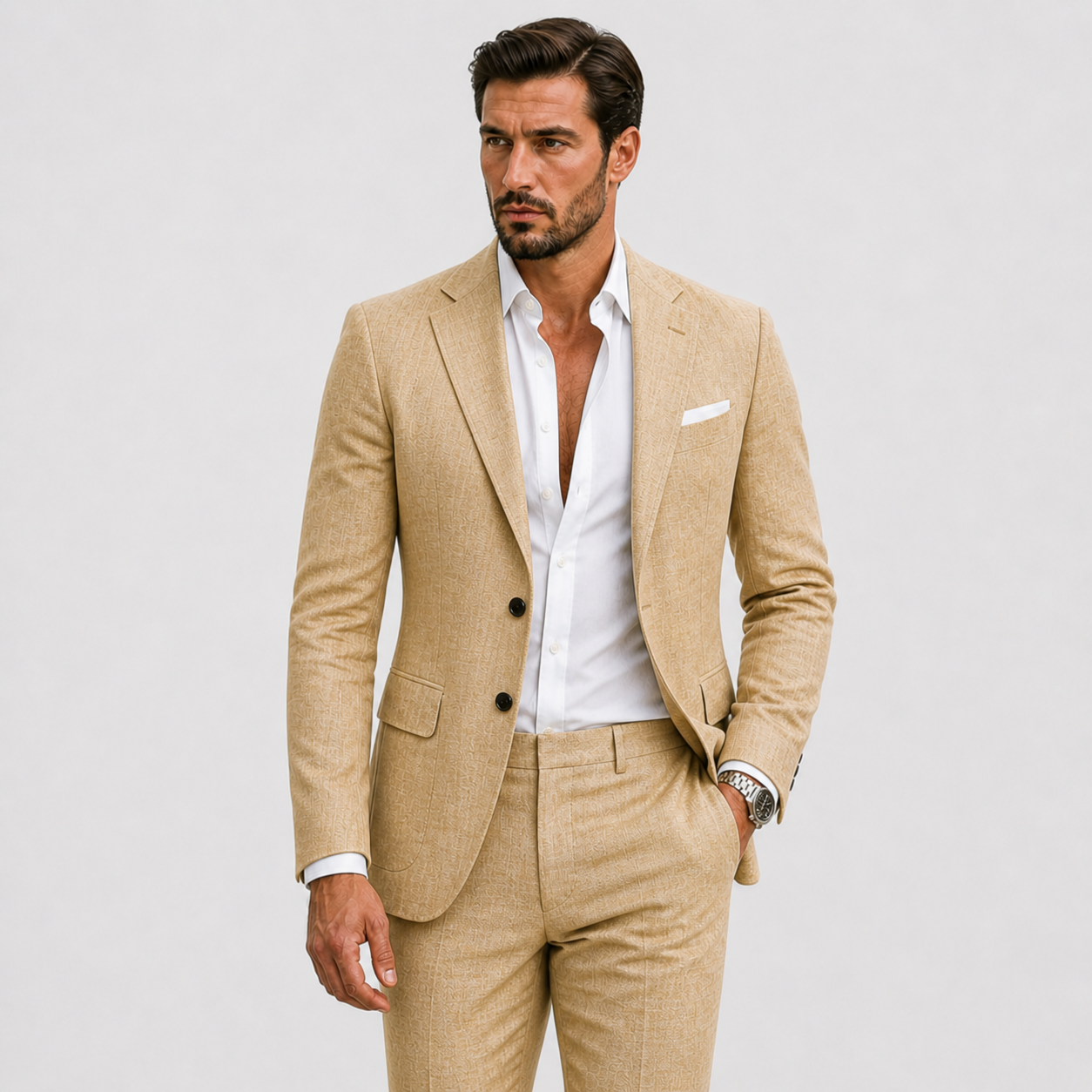 Costume Homme Slim Fit en Lin Élégant d'Été - Parfait pour Cérémonies et Événements
