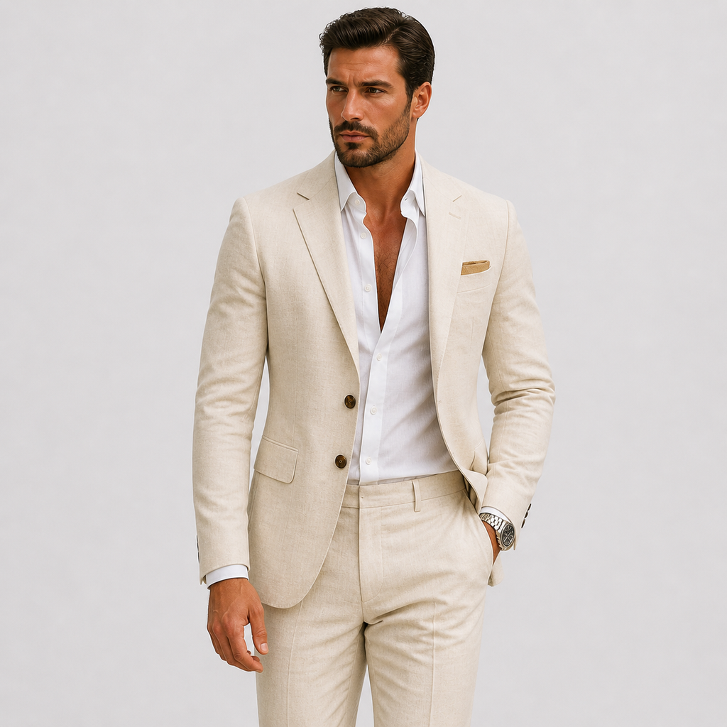 Costume Homme Slim Fit en Lin Élégant d'Été - Parfait pour Cérémonies et Événements