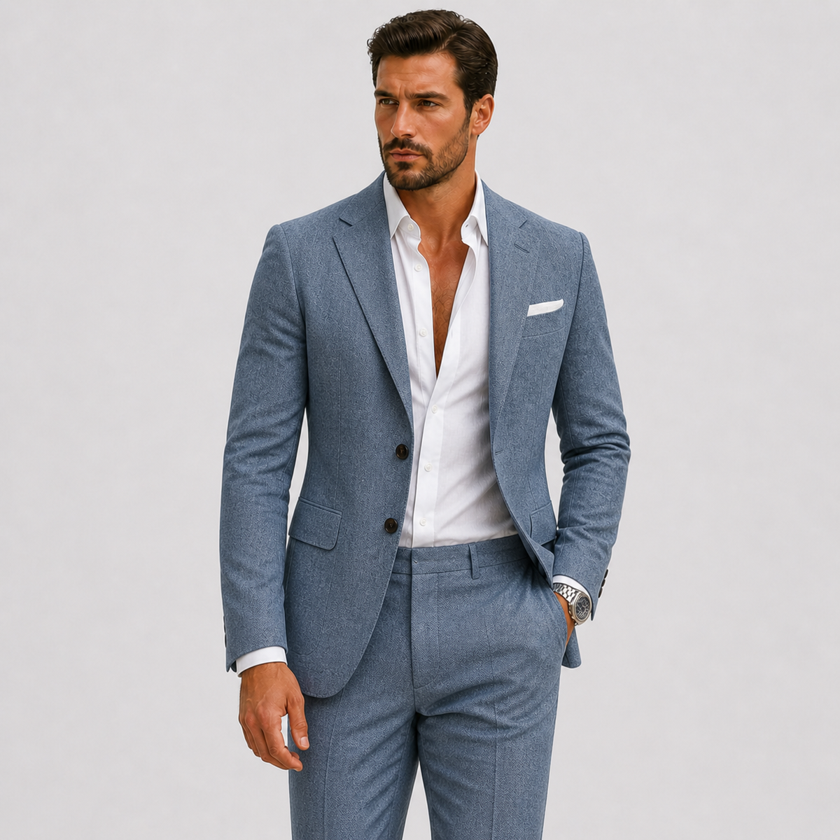 Suits : Costume en Lin Slim-Fit pour Hommes : Élégance Estivale dans de Lunelle