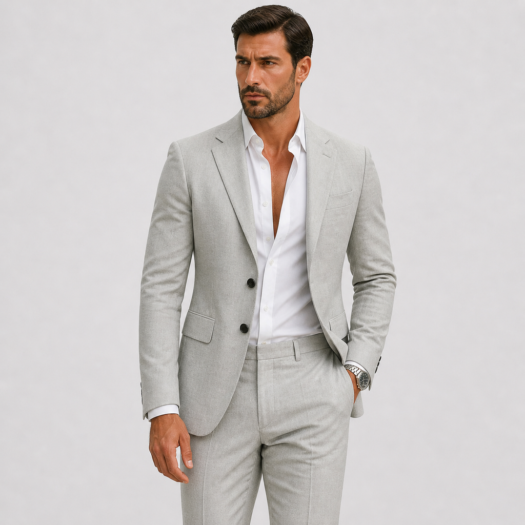 Costume Homme Slim Fit en Lin Élégant d'Été - Parfait pour Cérémonies et Événements
