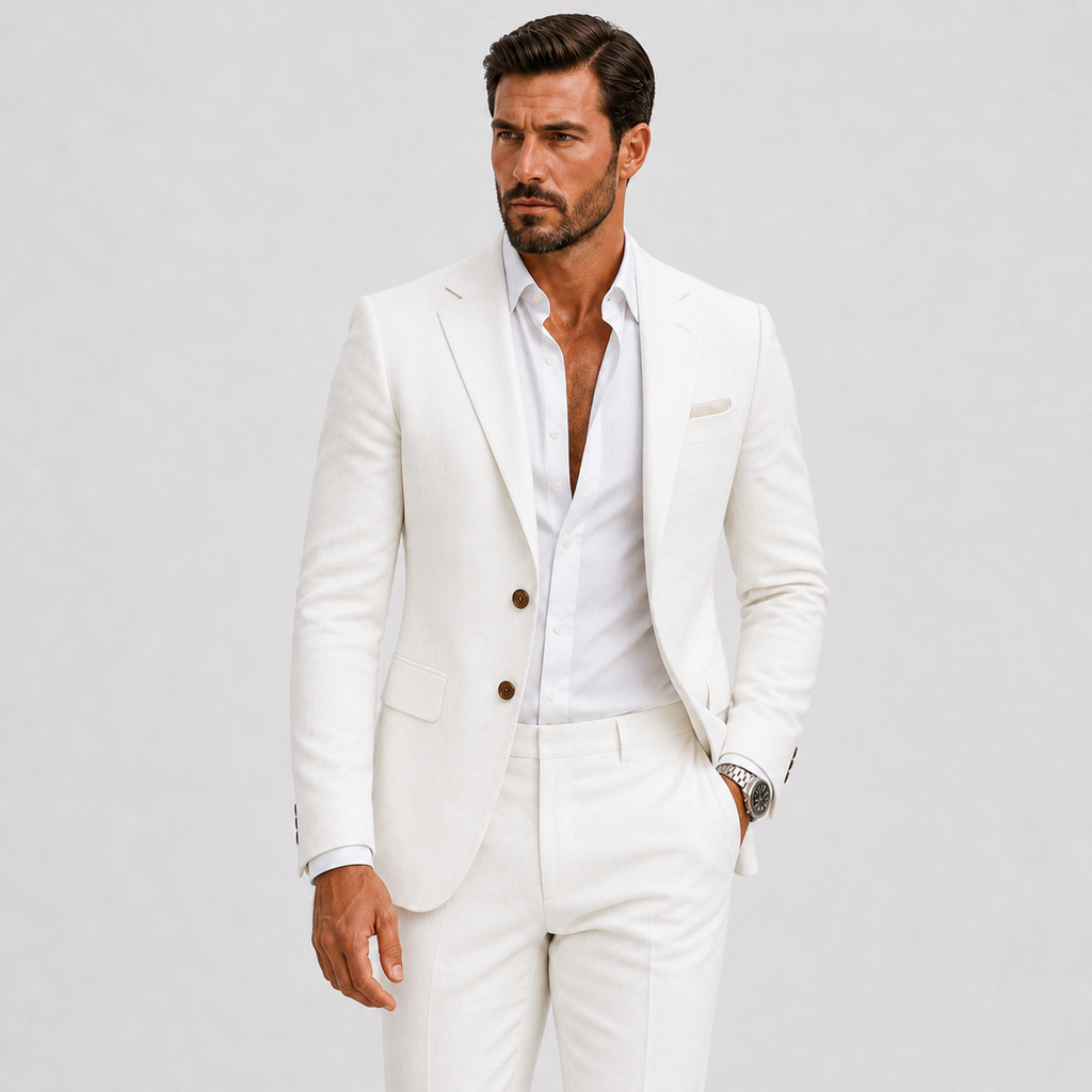 Costume Homme Slim Fit en Lin Élégant d'Été - Parfait pour Cérémonies et Événements
