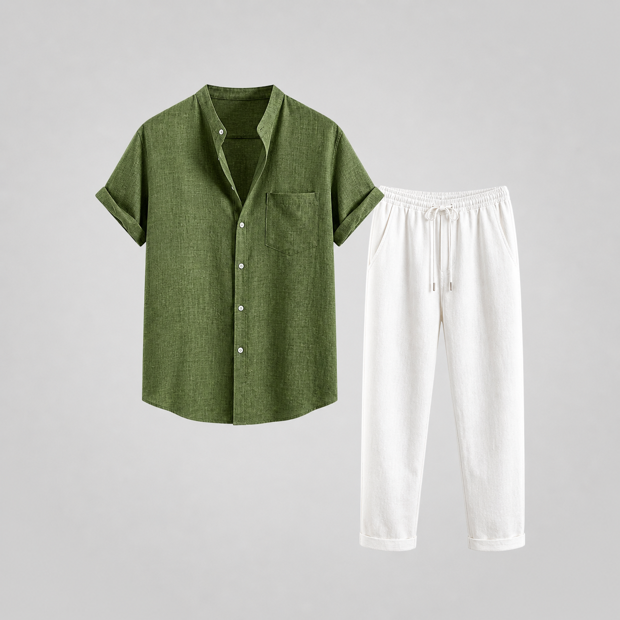 Ensemble en Lin pour Homme Chemise et Pantalon Style Estival Léger