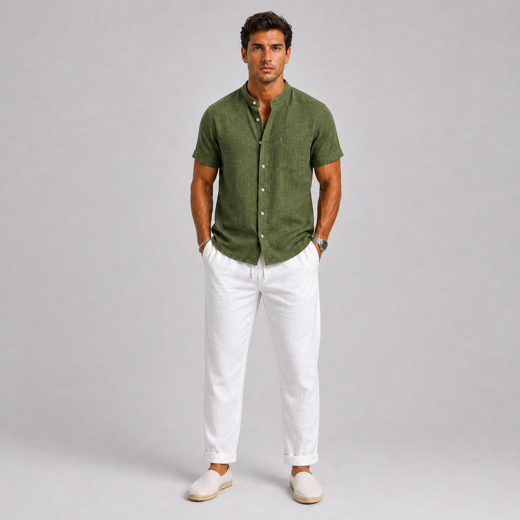 Ensemble en Lin pour Homme Chemise et Pantalon Style Estival Léger