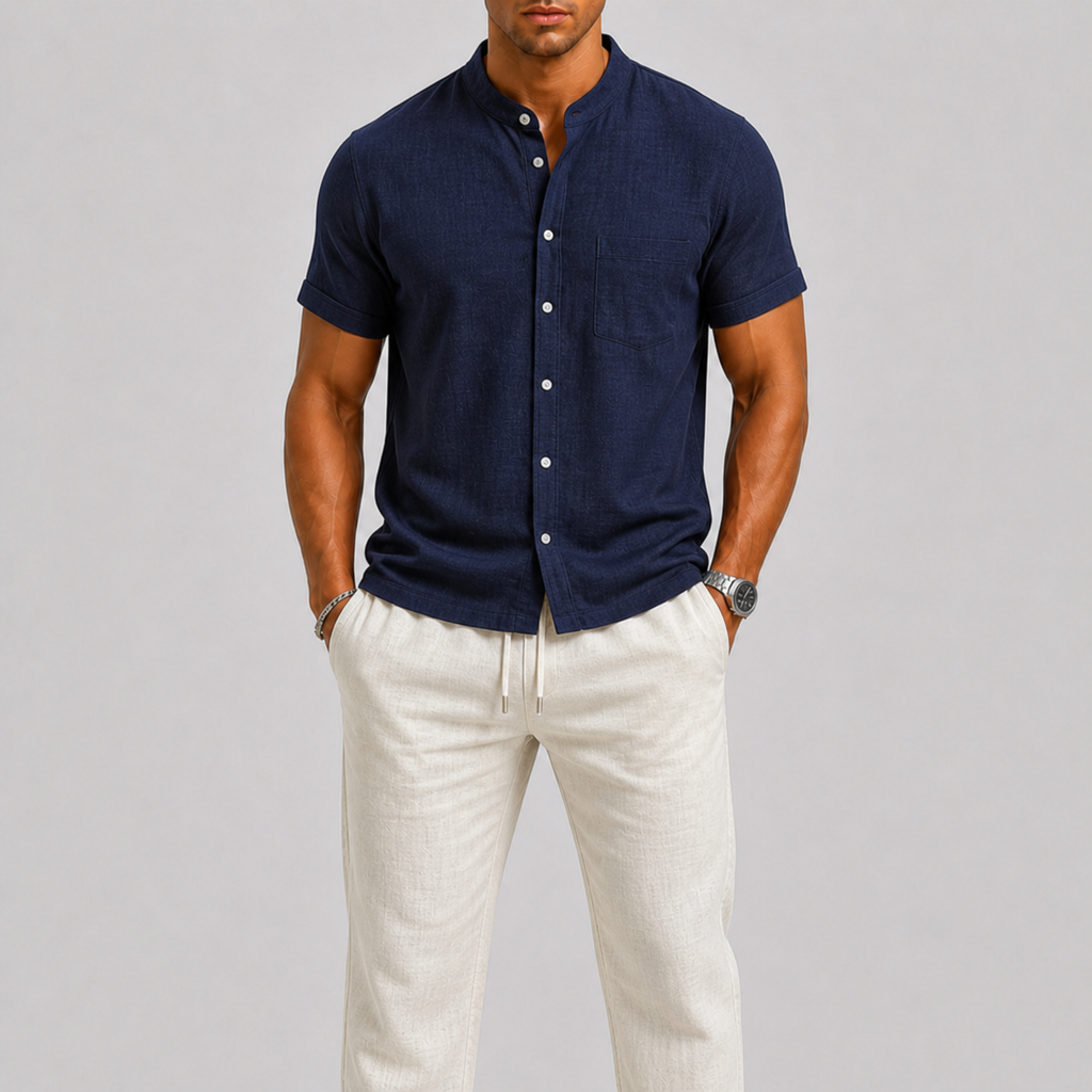 Ensemble en Lin pour Homme Chemise et Pantalon Style Estival Léger