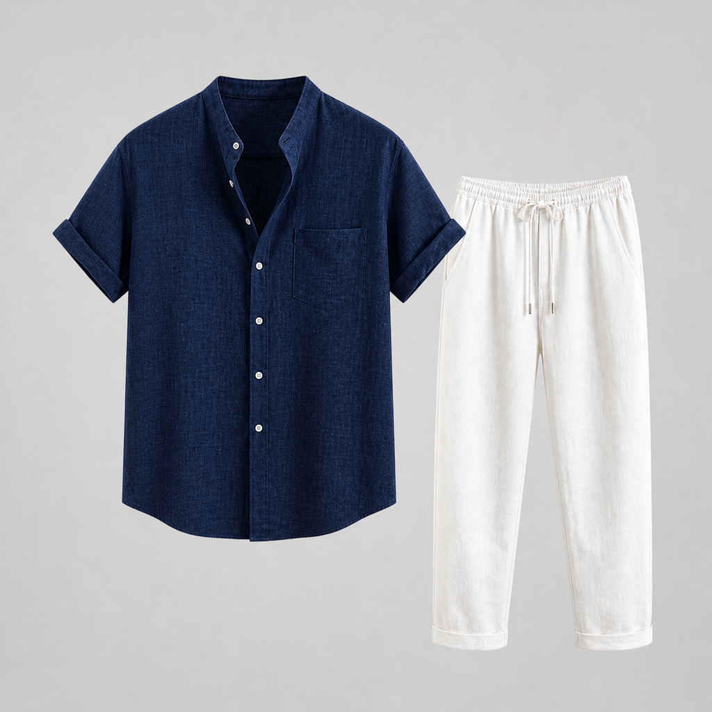 Ensemble en Lin pour Homme Chemise et Pantalon Style Estival Léger