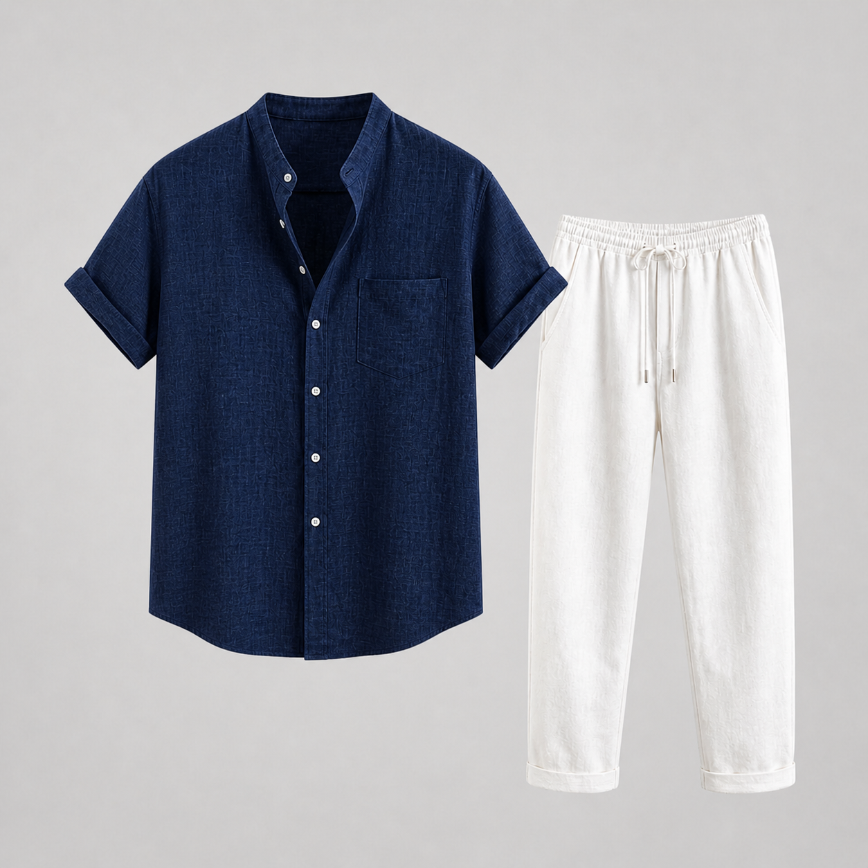 Ensemble en Lin pour Homme Chemise et Pantalon Style Estival Léger