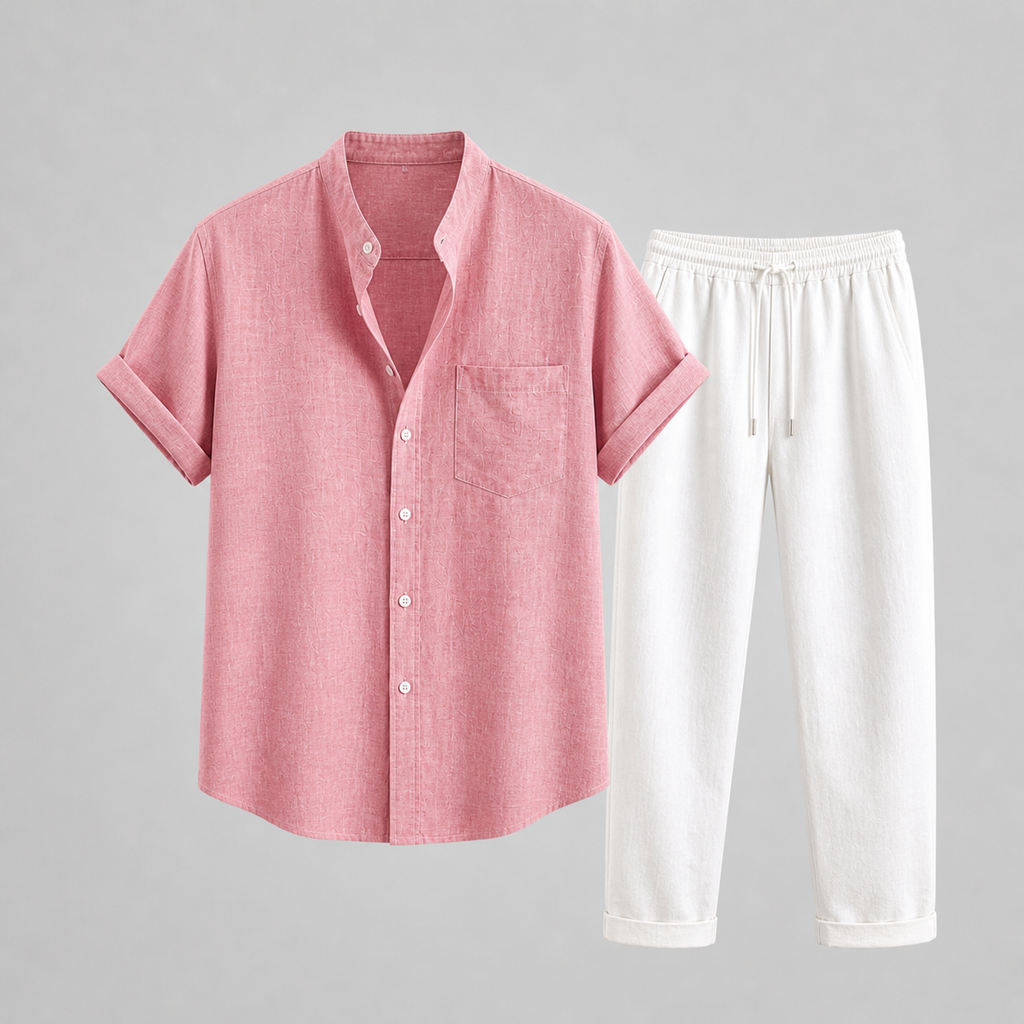 Ensemble en Lin pour Homme Chemise et Pantalon Style Estival Léger