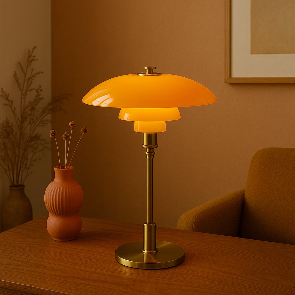 Lampe de table design danois moderne - Abat-jour superposé, LED