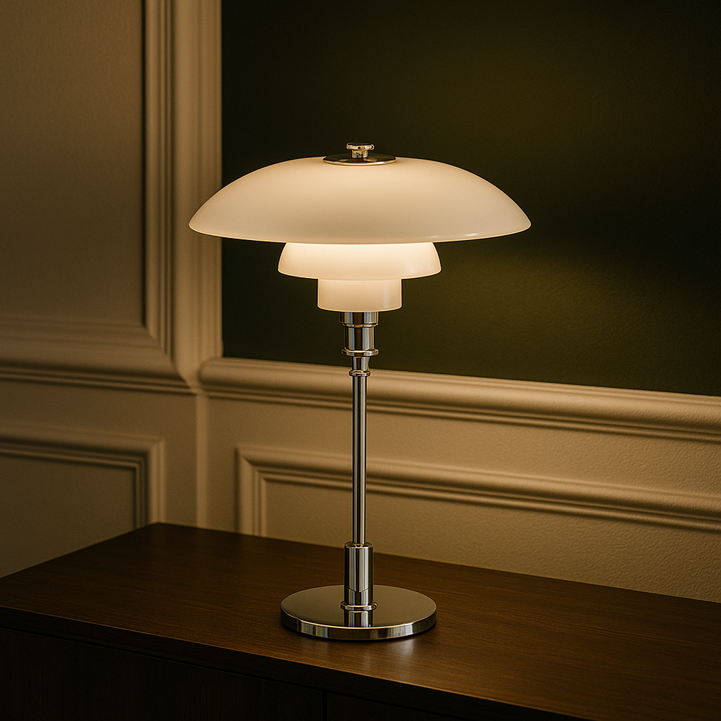Lampe de table design danois moderne - Abat-jour superposé, LED