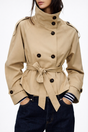 Trench Beige Femme à Double Boutonnage - Manteau Mi-Saison Élégant