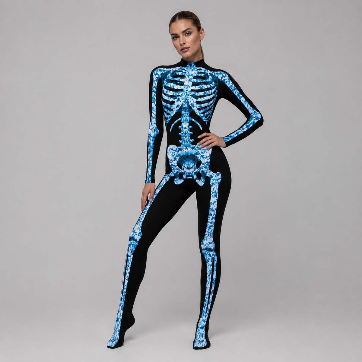 Gifts – Seasonal – Halloween : Combinaison squelette adulte ajustée Halloween manches longues dans de Pantinoshop