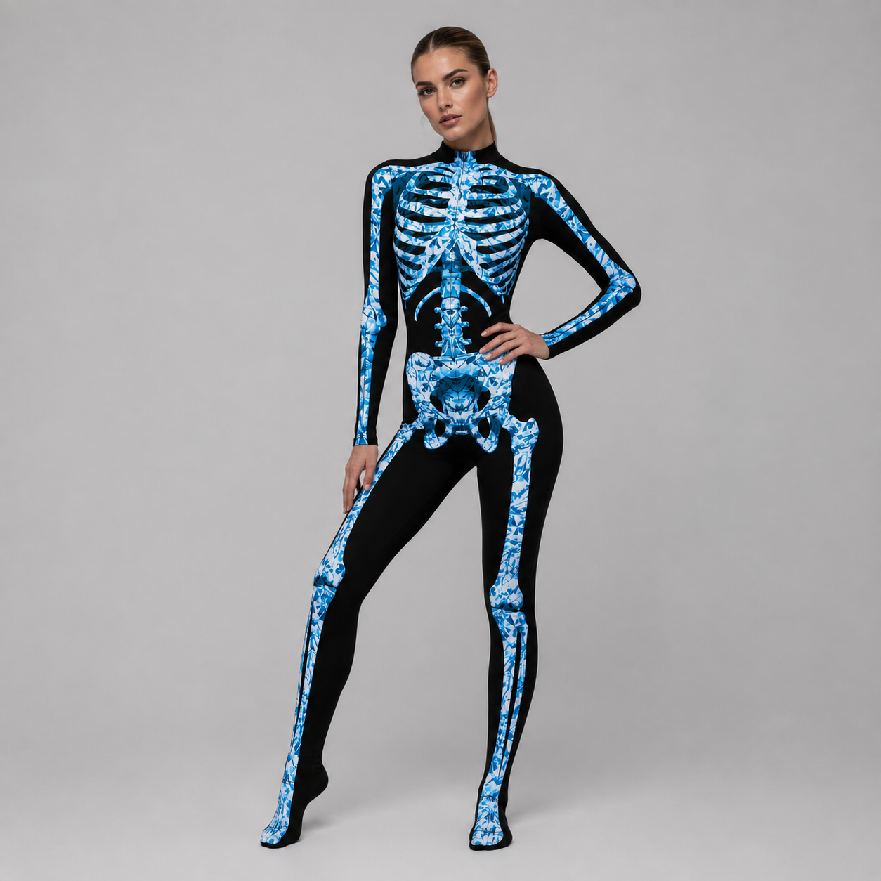 Gifts – Seasonal – Halloween : Combinaison squelette adulte ajustée Halloween manches longues dans de Pantinoshop