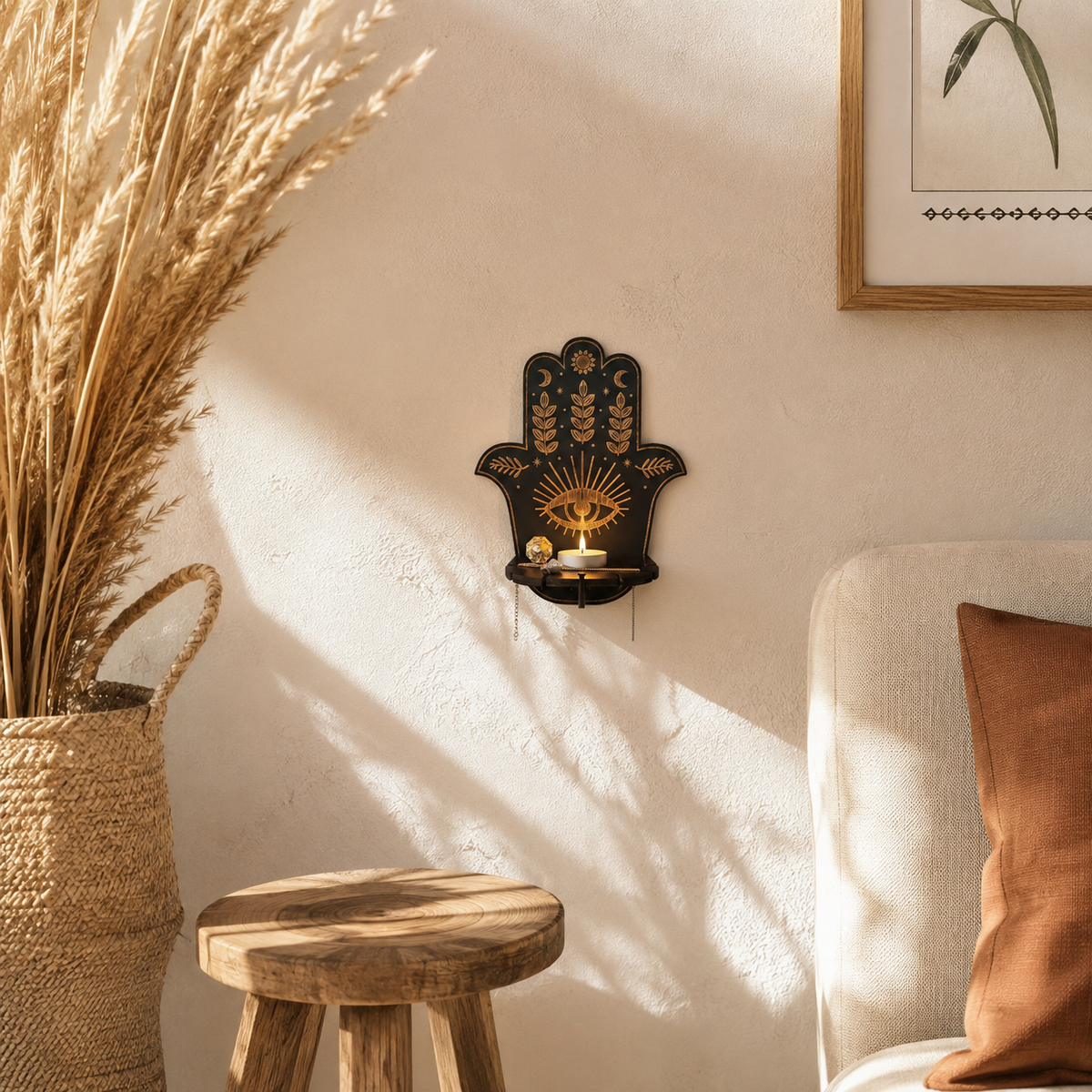 Gifts – Seasonal – Halloween : Support mural en bois pour bougies avec motif mystique - Étagère murale décorative pour bougies dans de Pantinoshop