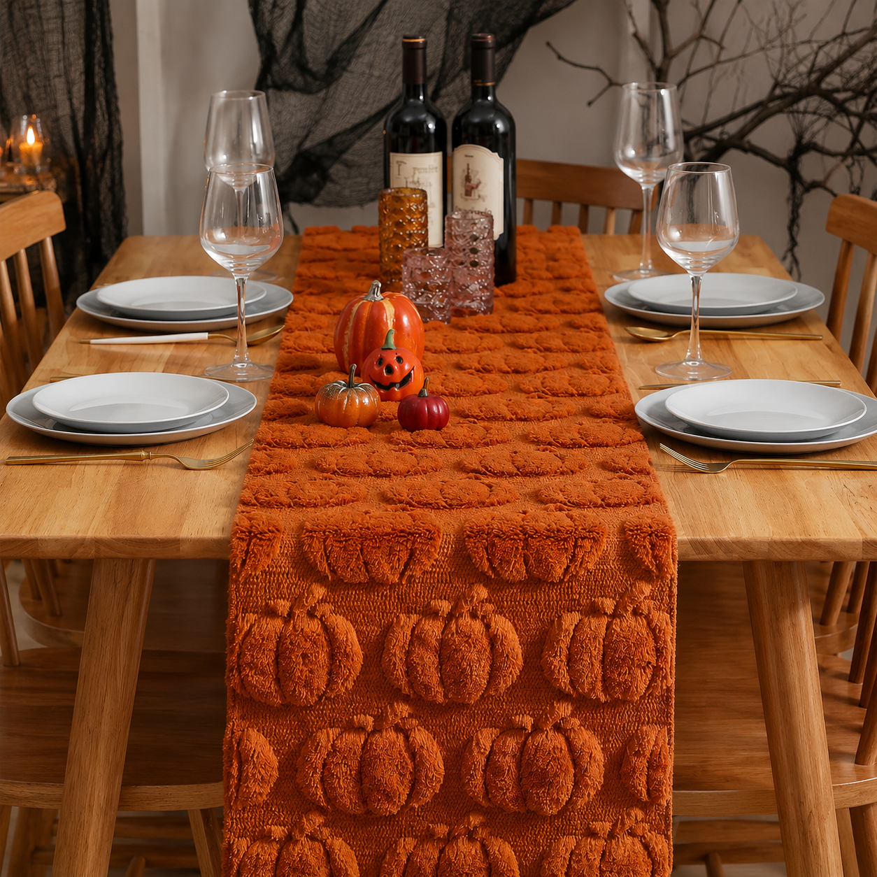 Gifts – Seasonal – Halloween : Chemin de table Halloween avec motif fantôme ou citrouille 3D - 33 × 233/275 cm dans de Pantinoshop