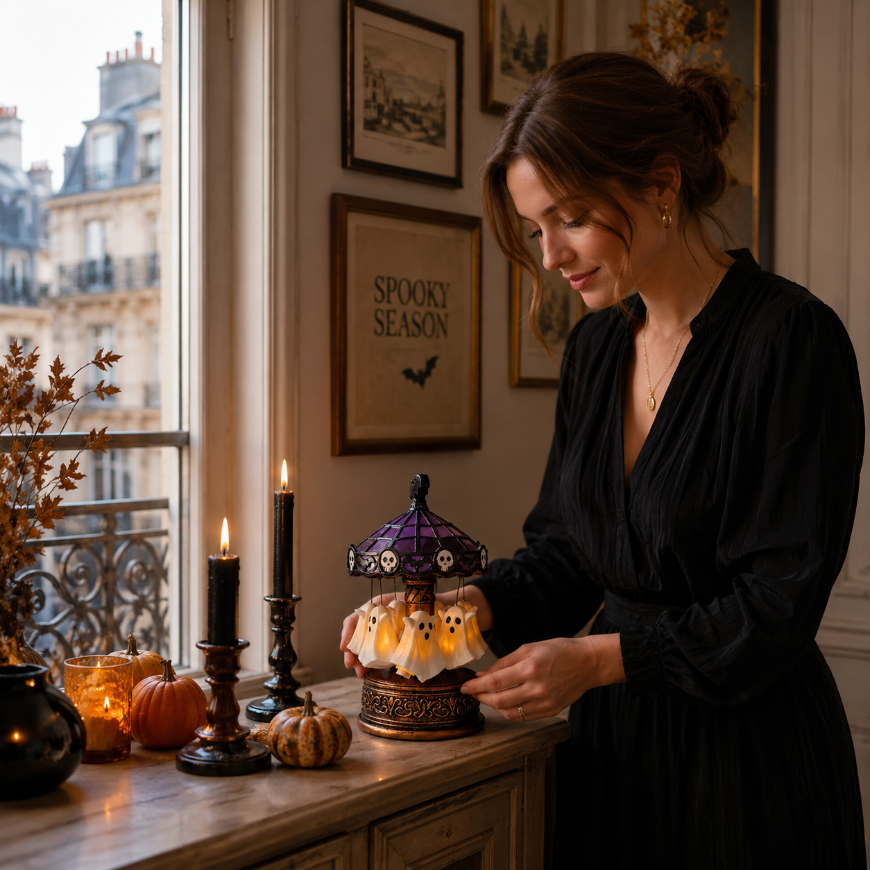 Gifts – Seasonal – Halloween : Carrousel Fantôme Lumineux Rotatif - Décoration de Table Halloween dans de Pantinoshop