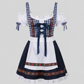 Dirndl Bleu Femme, Style Traditionnel Festif Dentelle