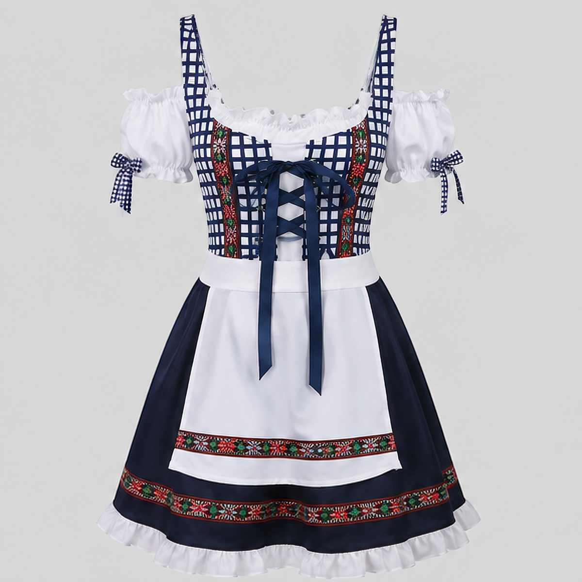 Gifts – Seasonal – Oktoberfest : Dirndl Bleu Femme, Style Traditionnel Festif Dentelle dans Bleu de Steiner-boutique