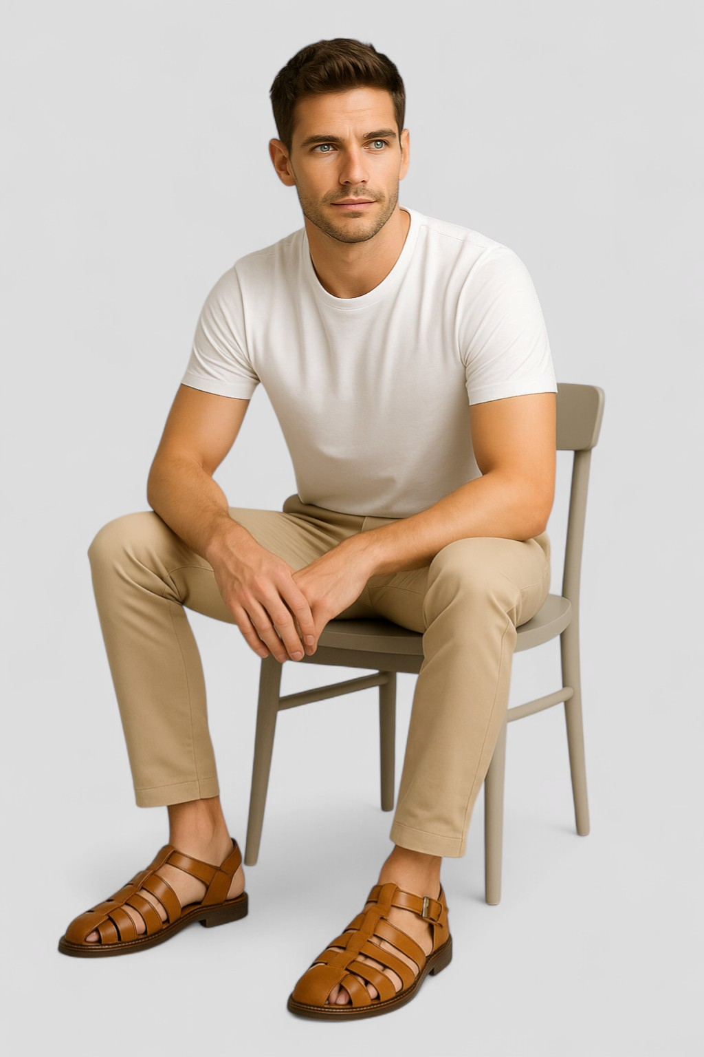 Sandales classiques noires pour hommes en cuir véritable, confortables avec boucle réglable et respirantes
