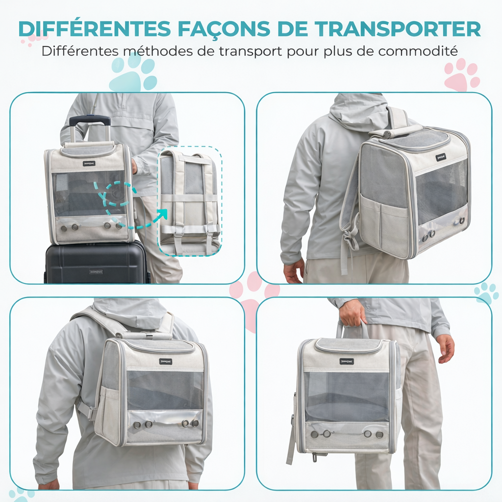 Sac à Dos de Transport Respirant pour Chat et Petit Chien jusqu'à 6.5 kg - Confort Optimal