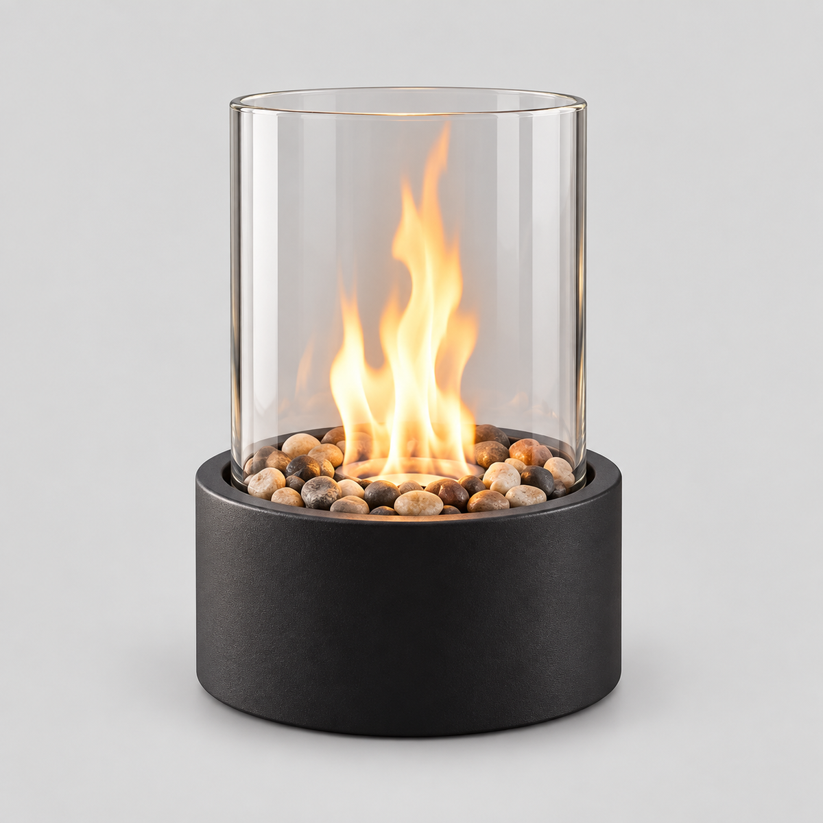 Lampe de table sans fil pour terrasse en aluminium noir avec effet flamme