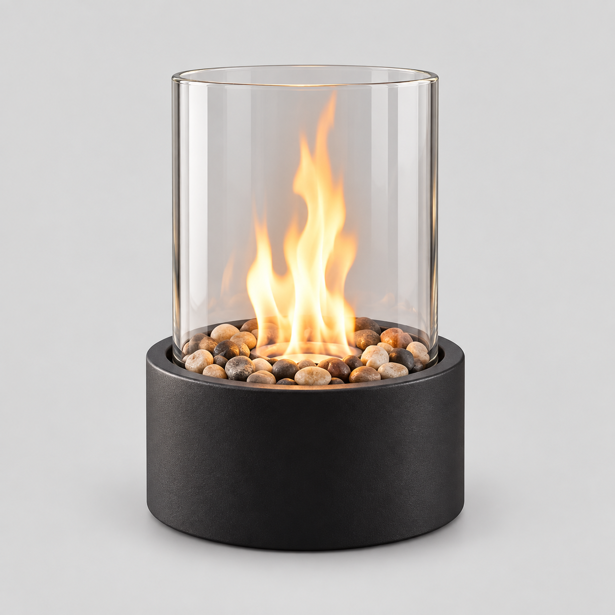 Lampe de table sans fil pour terrasse en aluminium noir avec effet flamme