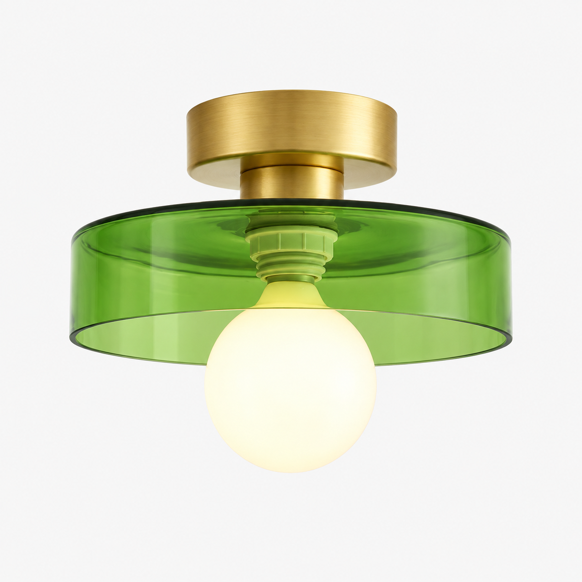 Plafonnier Bauhaus - Géométrique en laiton et verre d'inspiration française