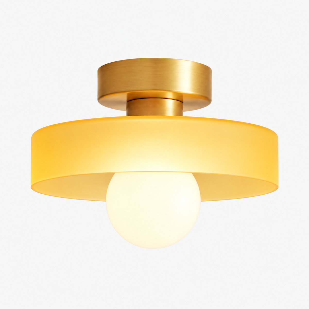Plafonnier Bauhaus - Géométrique en laiton et verre d'inspiration française