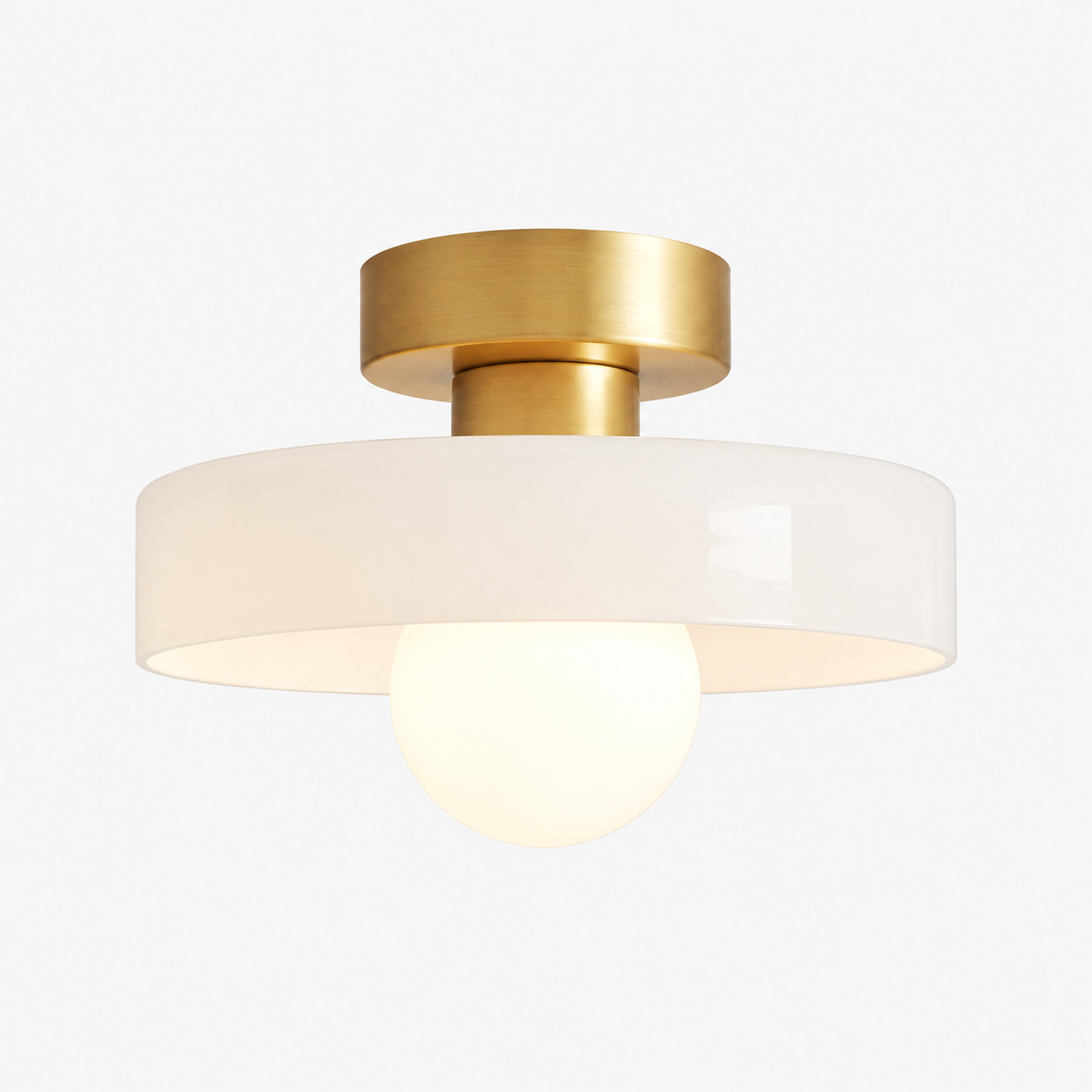 Plafonnier Bauhaus - Géométrique en laiton et verre d'inspiration française