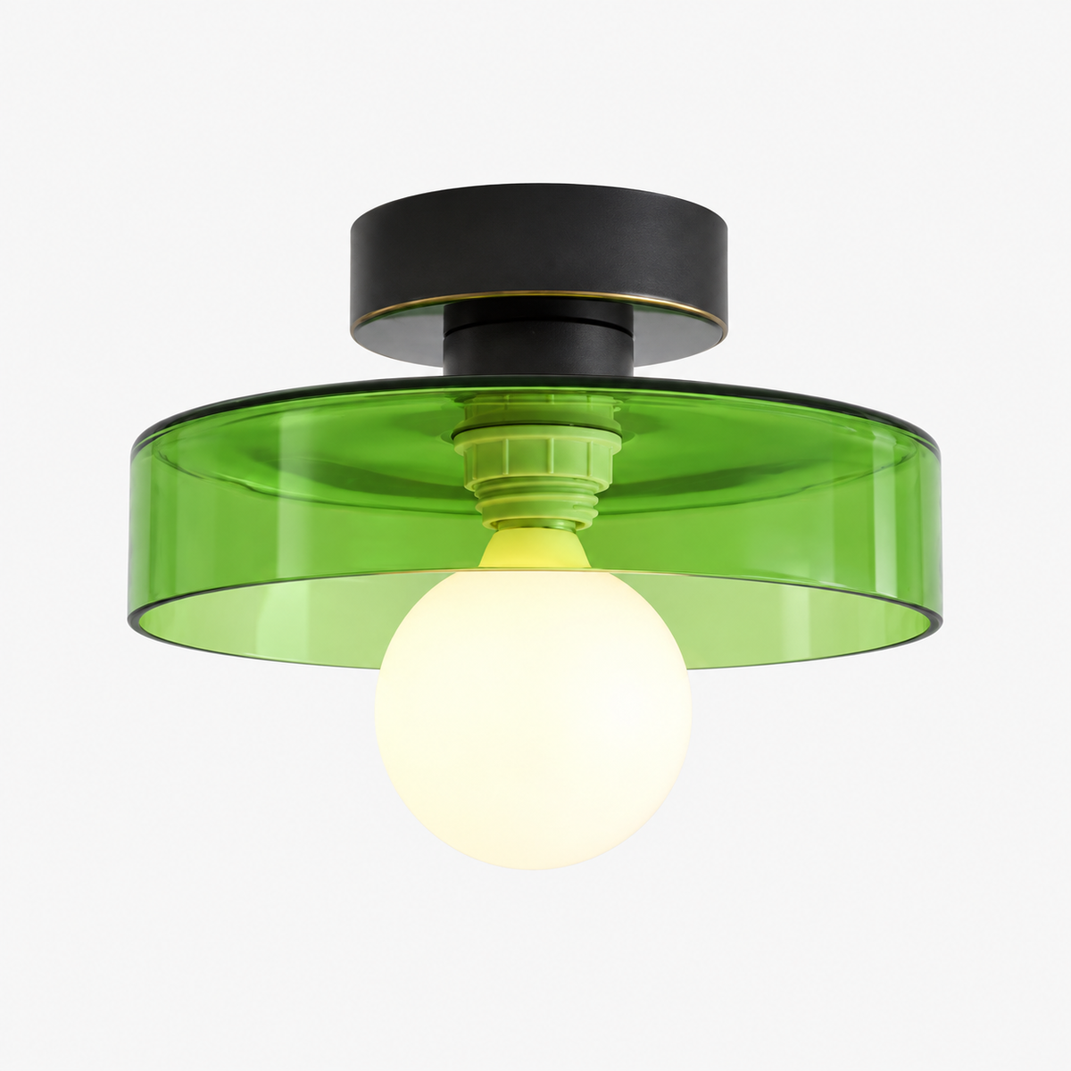 Plafonnier Bauhaus - Géométrique en laiton et verre d'inspiration française
