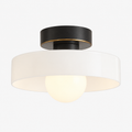 Bauhaus-plafondlamp - Geometrisch ontwerp in messing en glas met Franse inspiratie