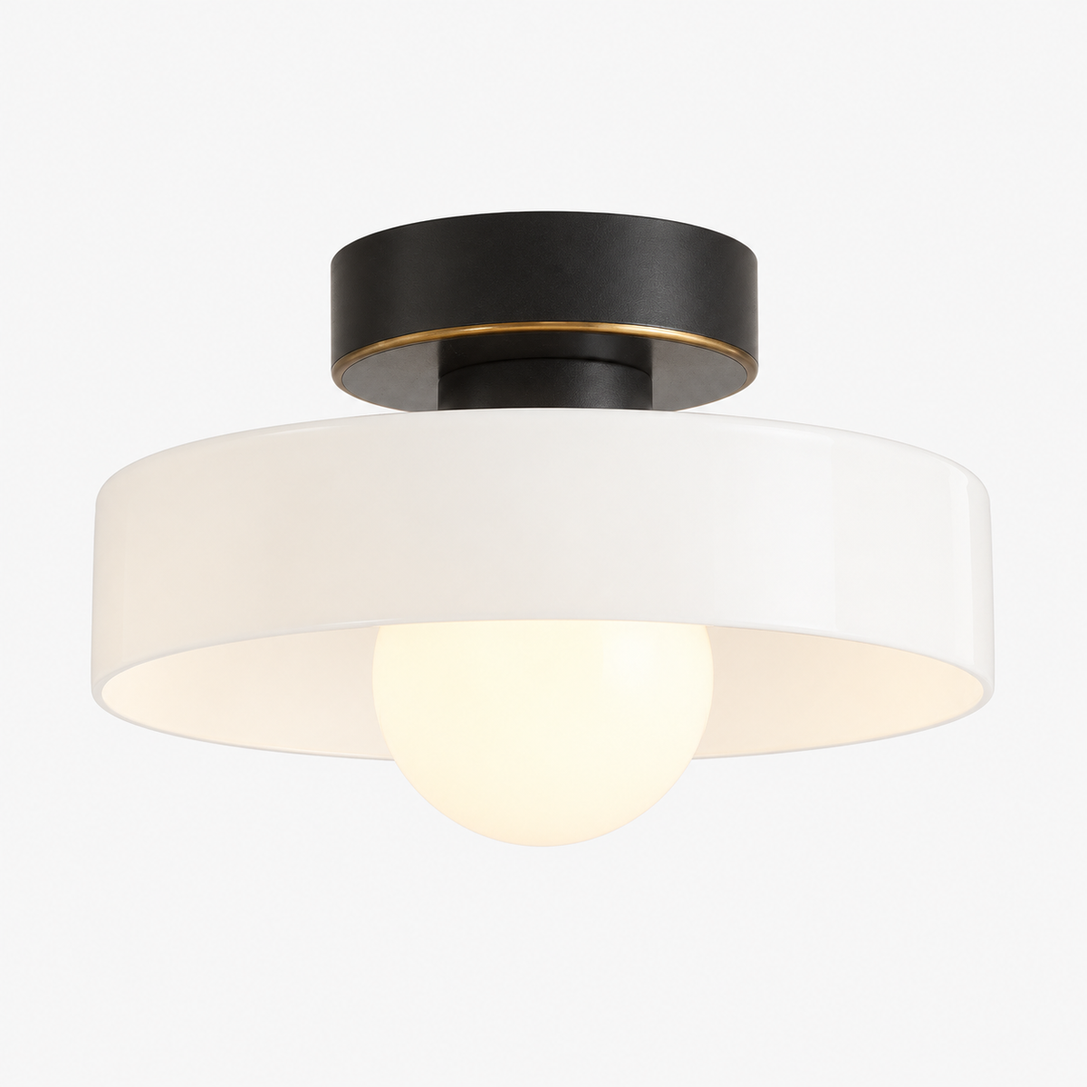 Plafonnier Bauhaus - Géométrique en laiton et verre d'inspiration française