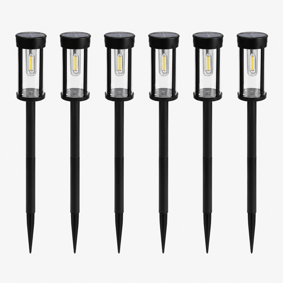 Lampes solaires de jardin extérieures - Piquets de chemin LED noirs (Lot de 10)